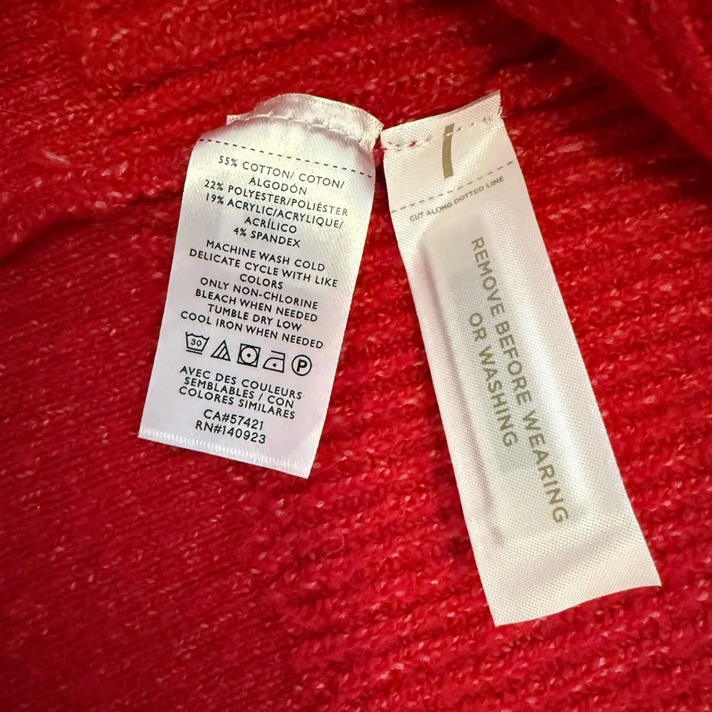 LOFT Red Jeweled Button Cardigan Sweater | Size Small | NWOT | Holiday Glam